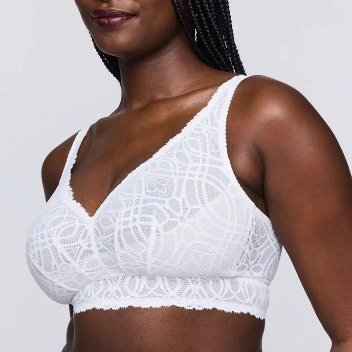 Non-wired bralette with lace SALERNO NATURAL