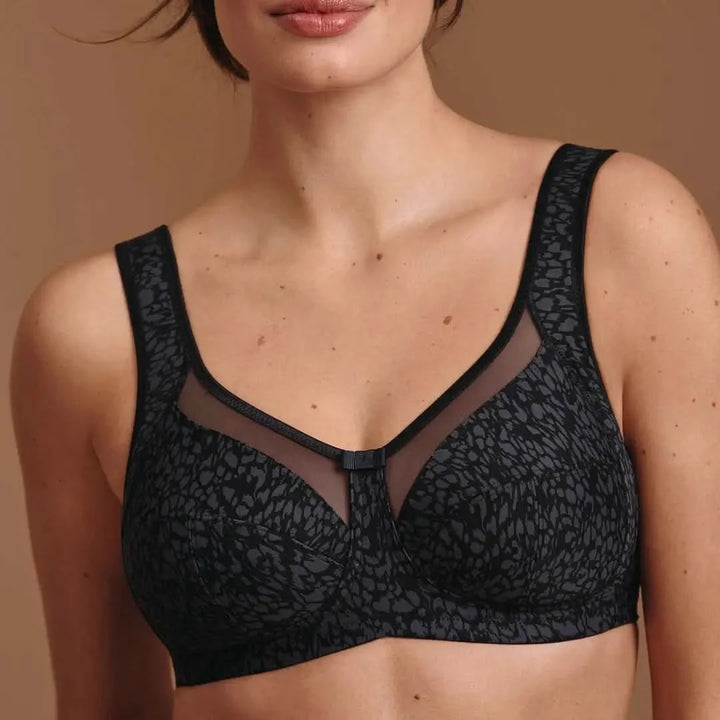 Sujetador sin aros Nº1 EN VENTAS con tirantes anchos confort CLARA ART NEGRO CORSETERIA SINGUERLIN