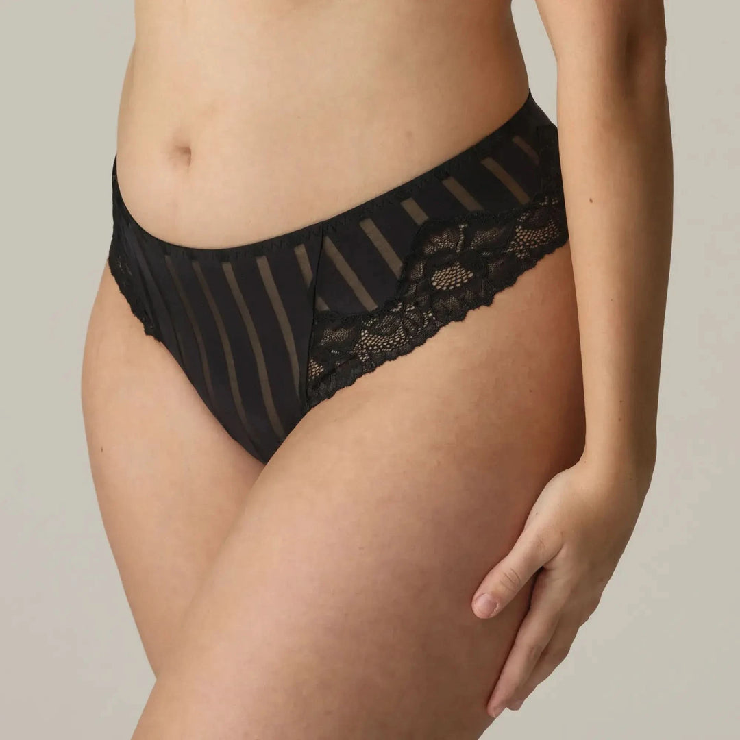 Maldives Striped Thong Black