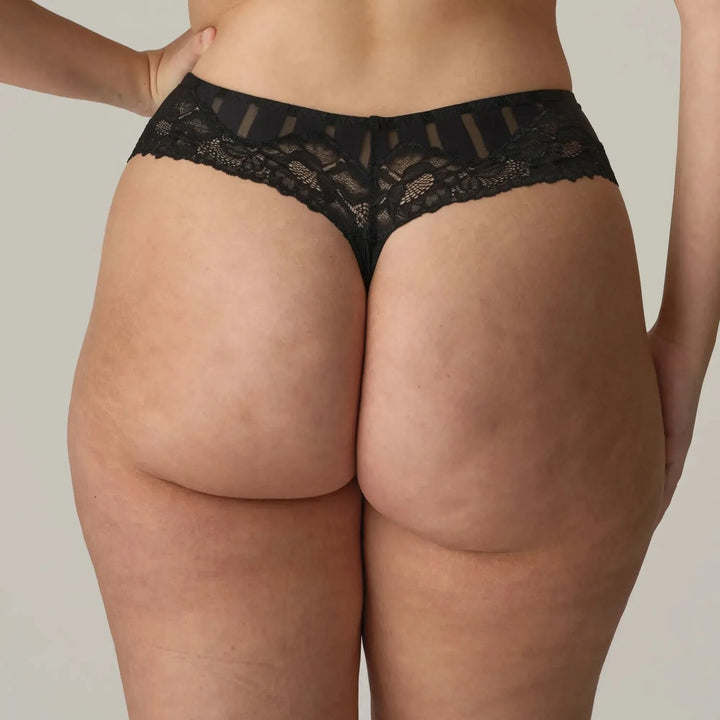 Maldives Striped Thong Black