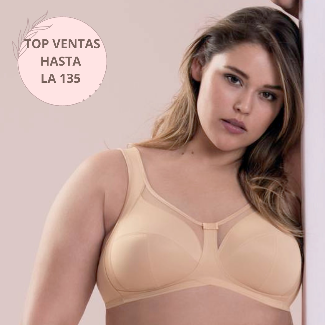 Sujetador sin aros Nº1 EN VENTAS con tirantes anchos confort CLARA BEIGE