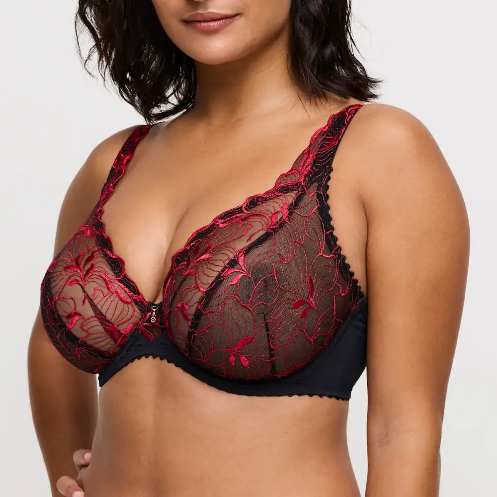 SUJETADOR ESCOTE PROFUNDO CON AROS DE ENCAJE SPRINGDALE BLACK ROSE corseteria singuerlin