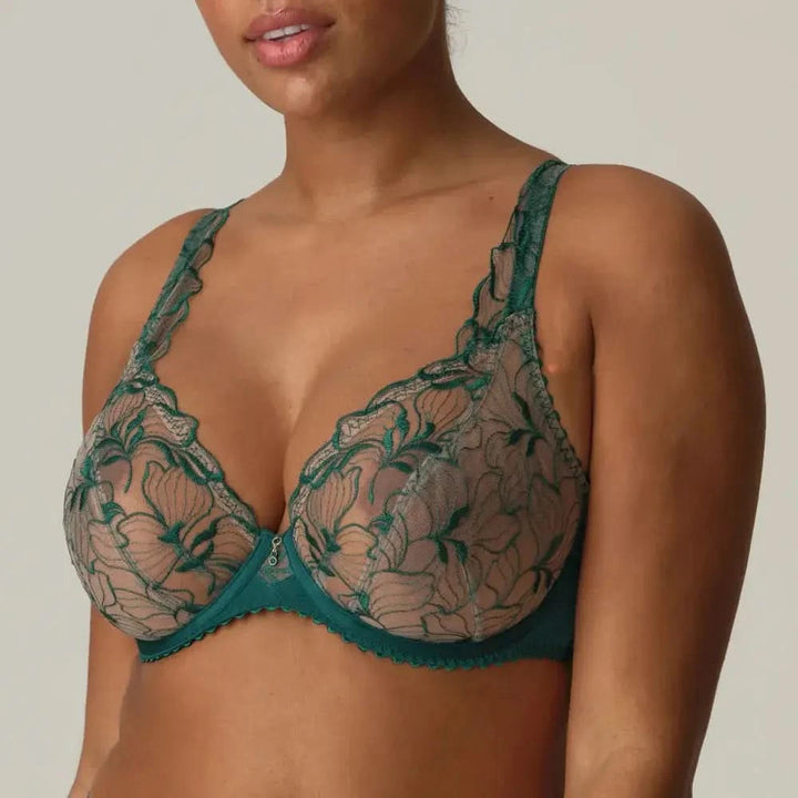 SPRINGDALE GREEN LACE PLUNGE UNDERWIRE BRA 
