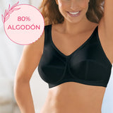 Sujetador de algodón sin aros JANA NEGRO