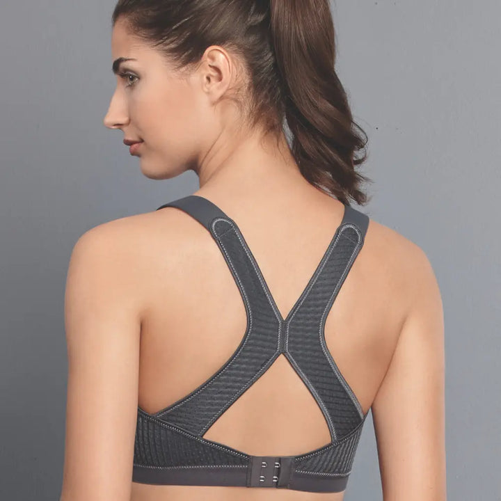 Sujetador deportivo cruzado sujeción máxima DYNAMIX STAR GRIS