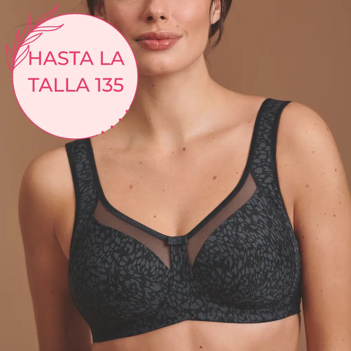 Sujetador sin aros Nº1 EN VENTAS con tirantes anchos confort CLARA ART NEGRO