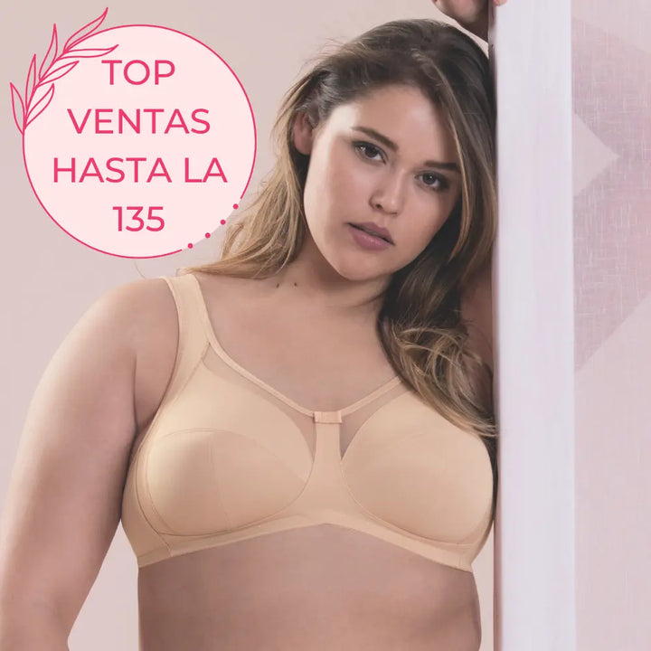 Sujetador sin aros Nº1 EN VENTAS con tirantes anchos confort CLARA BEIGE