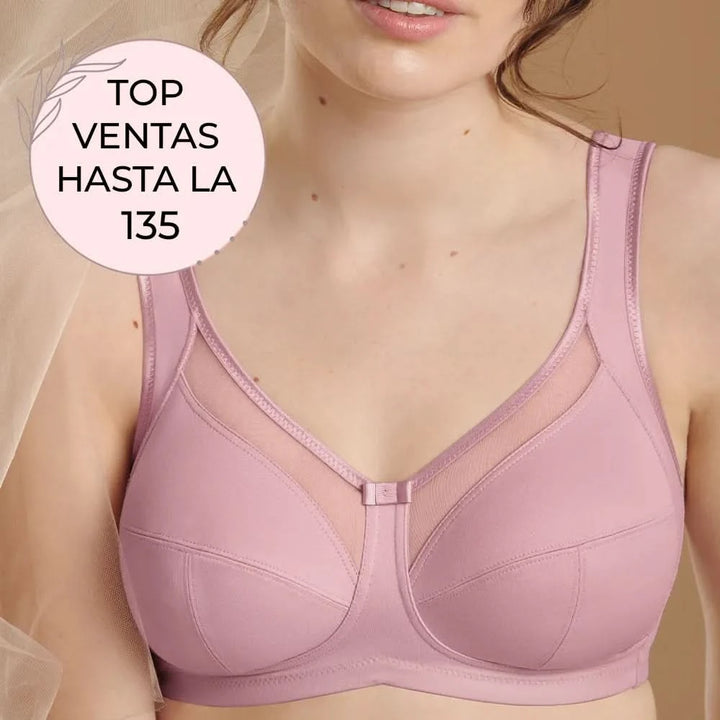 Sujetador sin aros Nº1 EN VENTAS con tirantes anchos confort CLARA ROSA