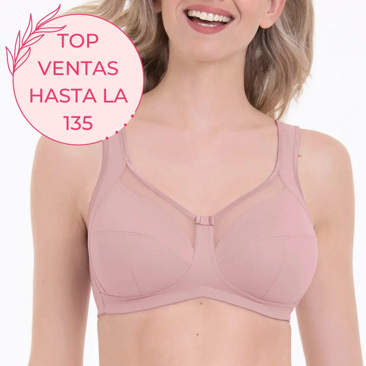 Sujetador sin aros Nº1 EN VENTAS con tirantes anchos confort CLARA ROSA