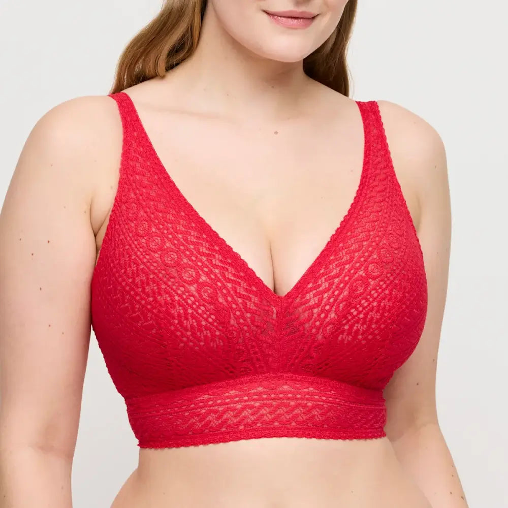 Sujetador sin aros tipo bralette con encaje MONTARA RED Corseteria Singuerlin 