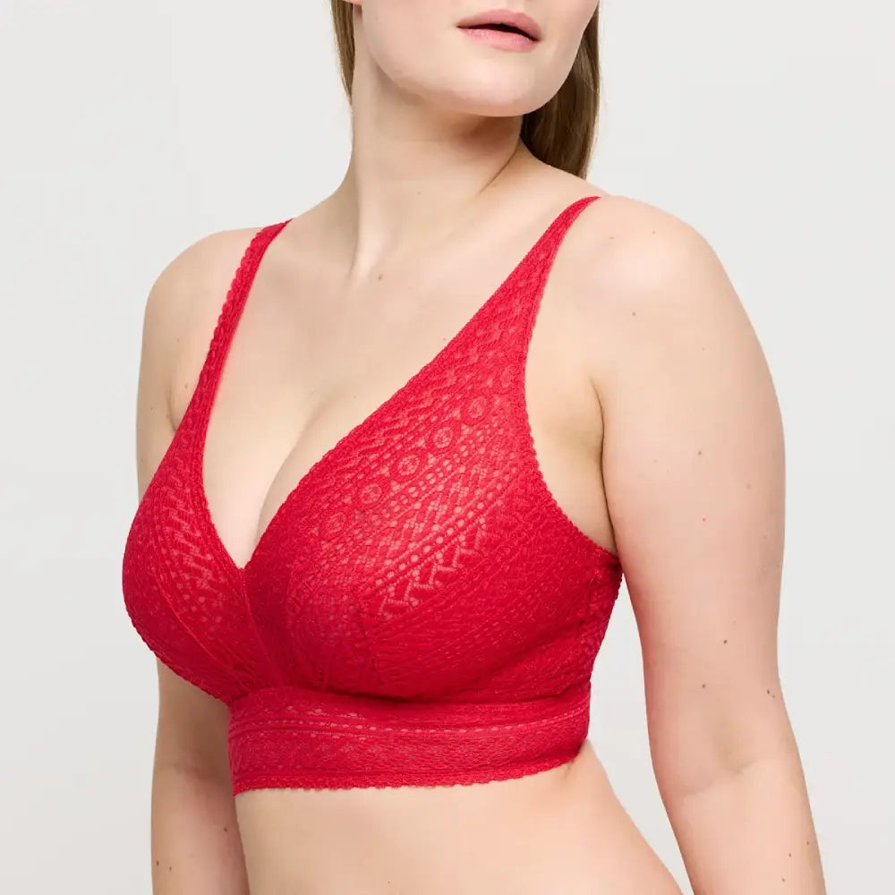Sujetador sin aros tipo bralette con encaje MONTARA RED Corseteria Singuerlin 