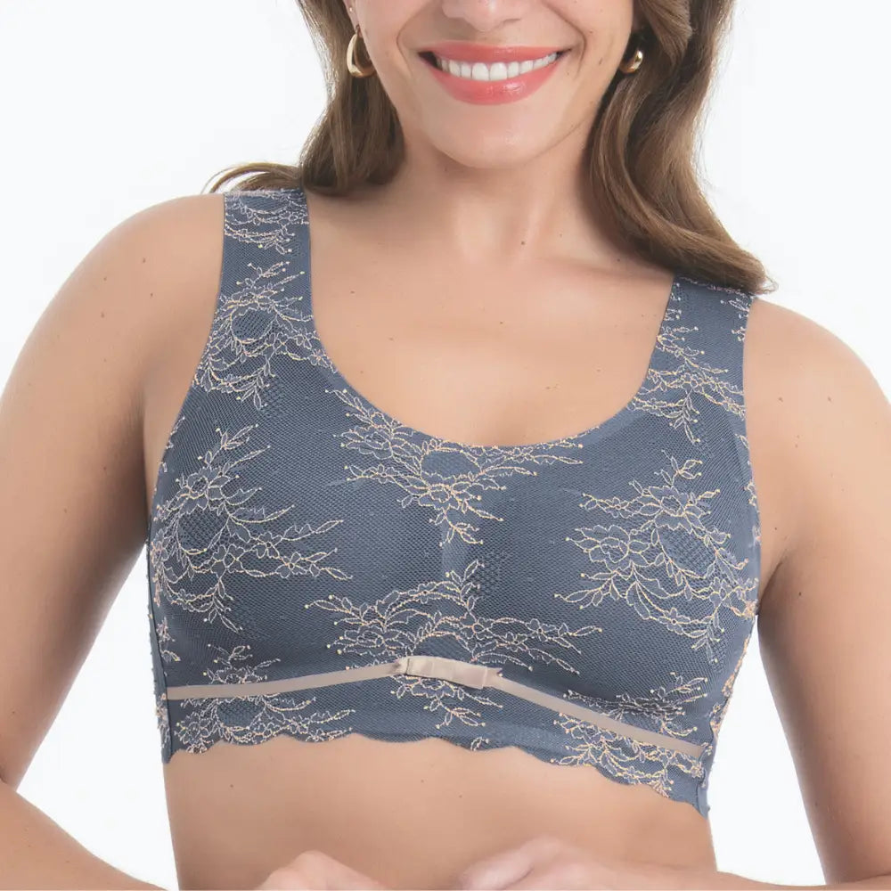TOP suave sin costuras y sin aros IDEAL COMODIDAD ESSENCIALS LACE GREY/ROSE